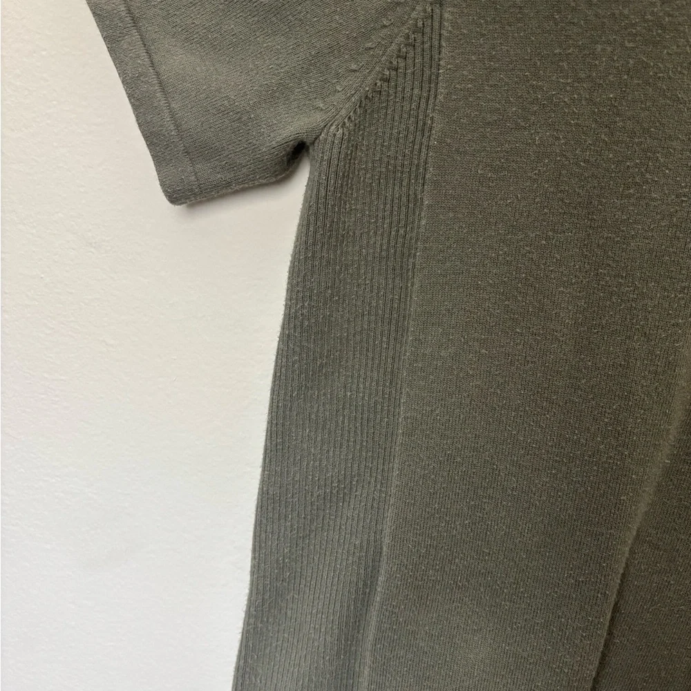 Banana Republic Polo Sweater XL Olive Green Short Sleeve Knit Cotton Blend